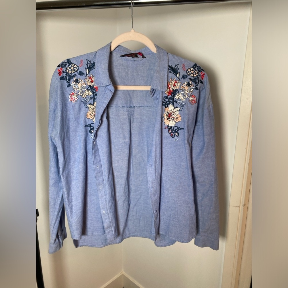 Tom Tailor Denim Embroidered Shirt - Size S - Picture 7 of 10